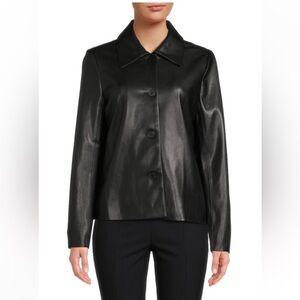 ELIE TAHARI Faux Leather Shirt Jacket